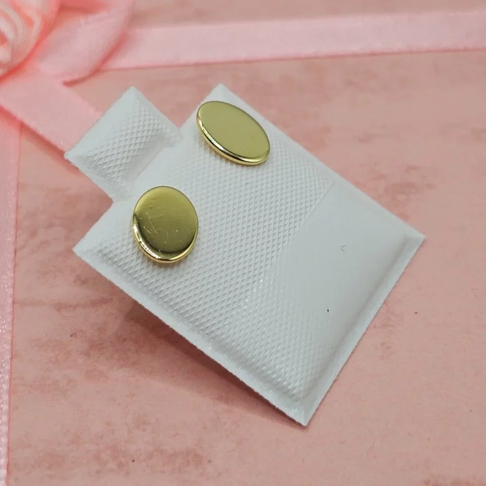 Sterling Silver 925 Gold Plated Flat Oval Stud Earrings